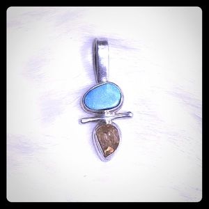 Australian opal and yellow Topaz pendant